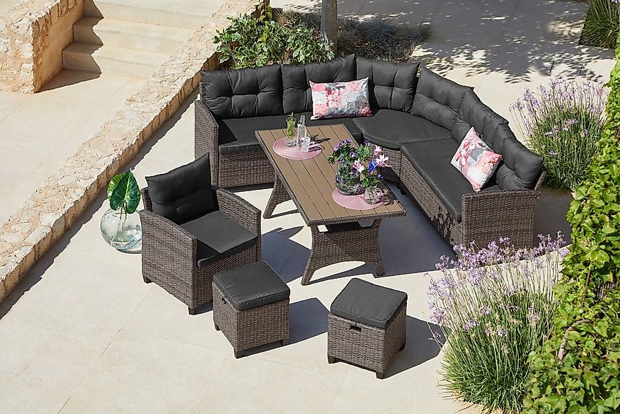 KONIFERA Gartenlounge-Set Keros Premium, (Set, 20-tlg., 2x 2er Sofa, 1x Eck günstig online kaufen