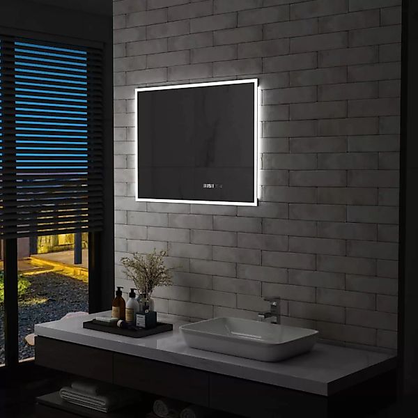 Led-badspiegel Mit Touch-sensor Und Zeitanzeige 80x60 Cm günstig online kaufen