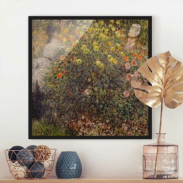 Bild mit Rahmen Kunstdruck - Quadrat Claude Monet - Blumengarten günstig online kaufen
