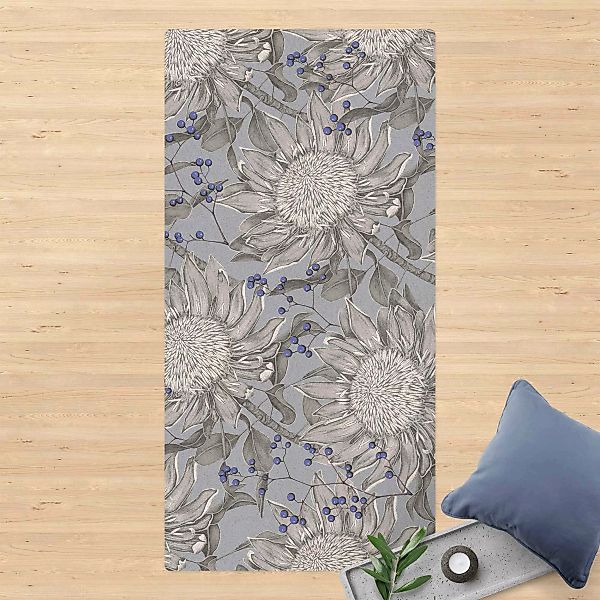 Kork-Teppich Florale Eleganz Blaubeeren günstig online kaufen