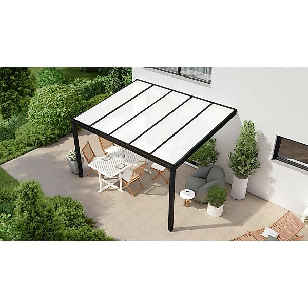 Terrassenüberdachung Professional 400 cm x 350 cm Schwarz Struktur PC Opal günstig online kaufen