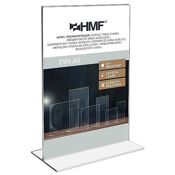HMF 46921 Acryl Tischaufsteller Gerade DIN A5 Hochformat Glasklar günstig online kaufen