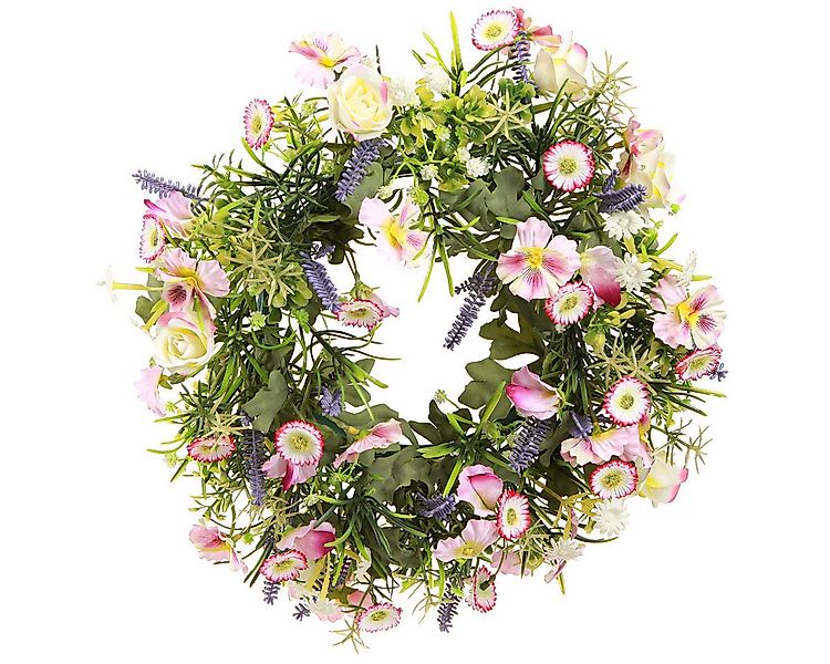 Viana Dekokranz Blumenkranz Künstliche Deko Frühjahr Rosa Creme Lavendel 33 günstig online kaufen