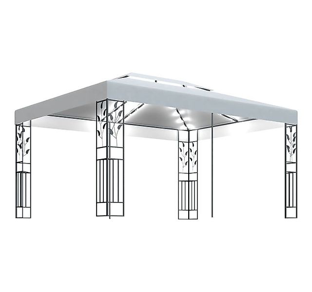 vidaXL Partyzelt Pavillon mit Doppeldach & LED-Lichterkette 3x4 m Weiß günstig online kaufen