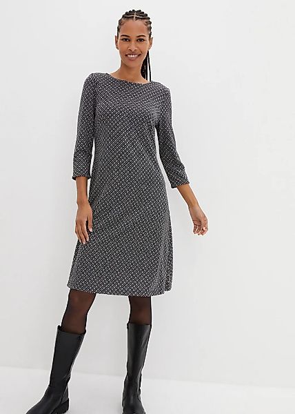 bonprix Midikleid aus Polyester, Viskose und Elasthan, ausgestellte Passfor günstig online kaufen