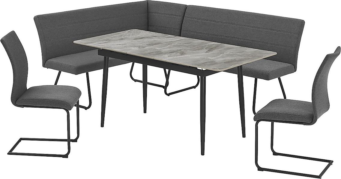 OTTO home Eckbankgruppe Stevian, (Set, 4-tlg., 1 ausziehbarer Esstisch + 1 günstig online kaufen