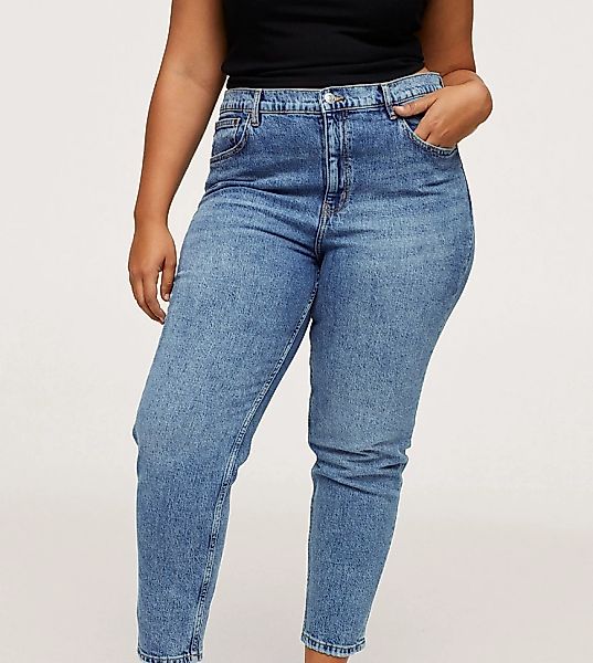Mango Curve – Mom-Jeans in Blau günstig online kaufen