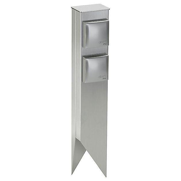 Praktische Outdoor 2fach-Steckdosensäule aus Edelstahl, mit Erdspieß günstig online kaufen