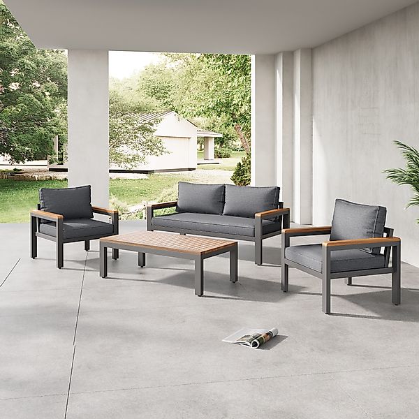 Merax Gartenlounge-Set mit Kissen, Balkonmöbel Set, günstig online kaufen