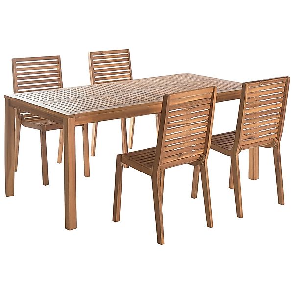 Beliani Gartentisch Set OMBRIANO Hellbraun günstig online kaufen