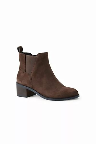 Chelsea-Boots mit Blockabsatz, Damen, Größe: 42.5 Weit, Braun, Leder, by La günstig online kaufen