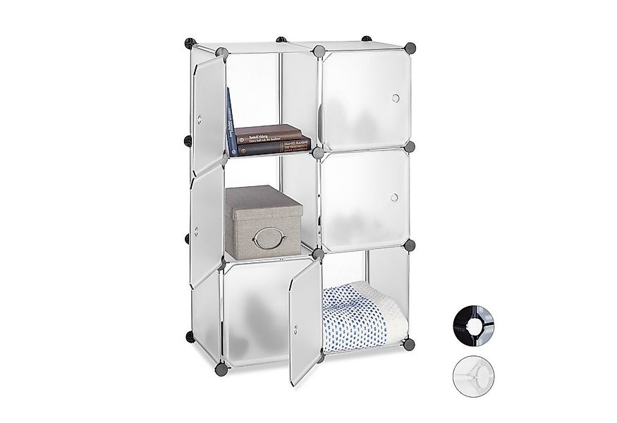 relaxdays Steckregal Regalsystem mit 6 Türen, transparent günstig online kaufen