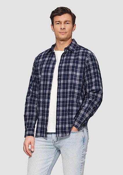s.Oliver Langarmhemd Hemd Regular Fit: Kariertes Baumwollhemd aus Seersucke günstig online kaufen