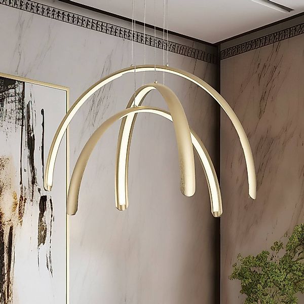 LED-Pendellampe Megan, Länge 60 cm, goldfarben, 3-flg. günstig online kaufen