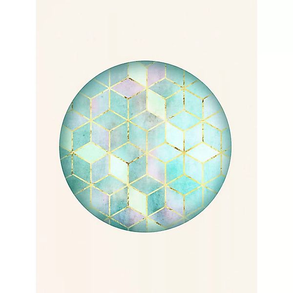 Komar Wandbild Mosaik Circle Verde Abstrakt B/L: ca. 30x40 cm günstig online kaufen