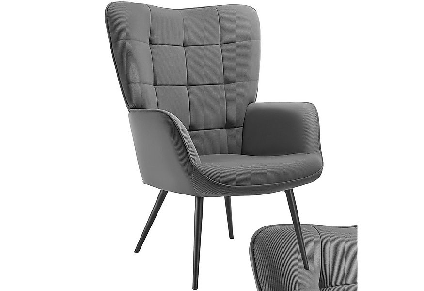 tectake Relaxsessel Sessel Hygge gepolstert, Bouclé-Stoff, Belastbarkeit 15 günstig online kaufen