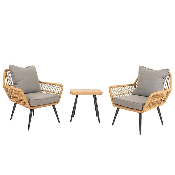 Proregal Poly-Rattan Garnitur HxBxT 78x64x72 cm Sitzhöhe 41cm Dunkelgrau Ba günstig online kaufen