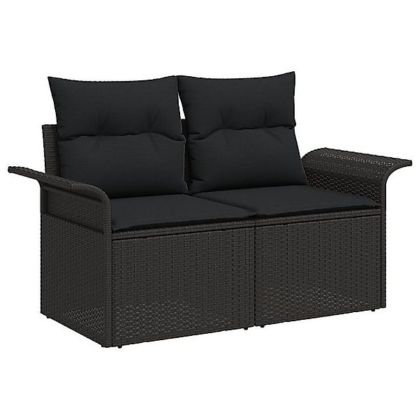 vidaXL Loungesofa 2-Sitzer Garten Sofa mit Stauraum und Kissen Schwarzes Po günstig online kaufen