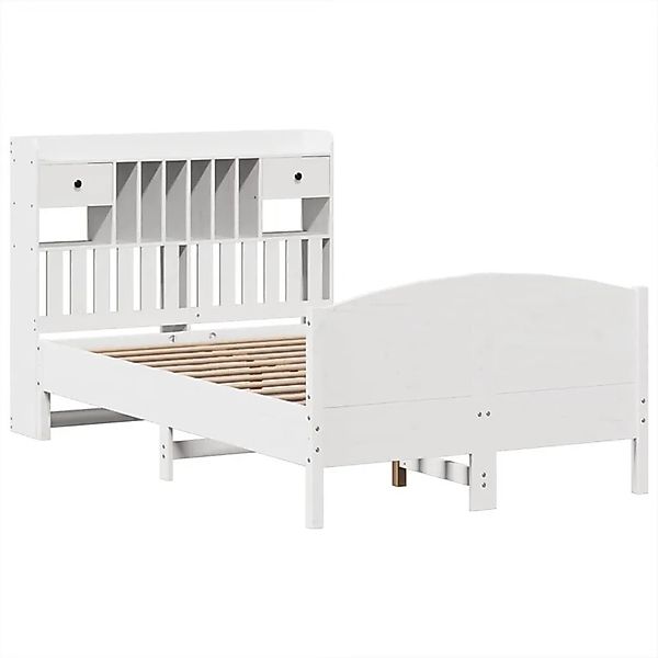 vidaXL Massivholzbett mit Regal ohne Matratze Weiß 135x190 cm Kiefer 332315 günstig online kaufen