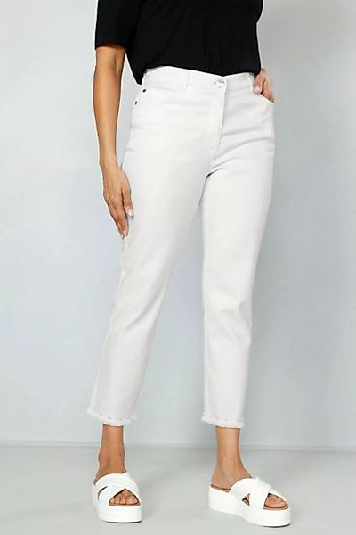 MIAMODA Regular-fit-Jeans 7/8-Jeans Slim Fit Zierperlen am Fransensaum günstig online kaufen