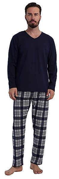Vienetta Schlafanzug Herren Pyjama lang (2 tlg) Baumwolle günstig online kaufen
