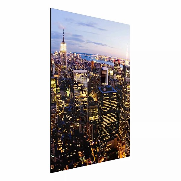 Alu-Dibond Bild - Hochformat 3:4 New York Skyline bei Nacht günstig online kaufen