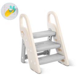 OUNUO Baby-Toilettensitz Baby-Toilettensitz klappbarer Hocker 3 günstig online kaufen