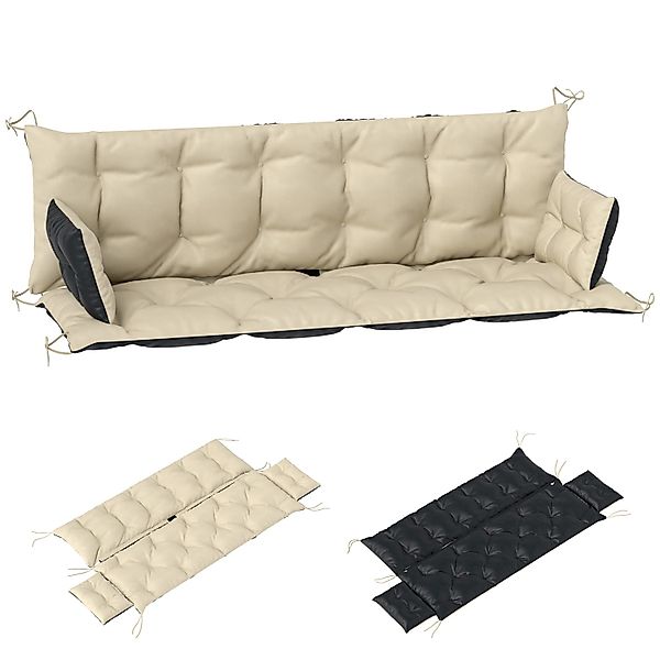 Outsunny Sitzkissen-Set für Draußen Polyester Beige+Schwarz 180L x 110B x 8 günstig online kaufen
