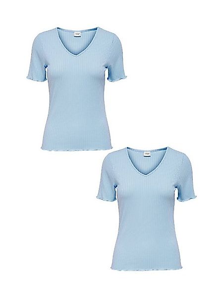 JACQUELINE de YONG T-Shirt 2er-Set Kurzarm V-Ausschnitt Stretch Oberteil (2 günstig online kaufen