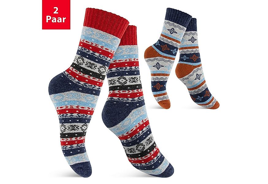 Footstar Thermosocken 2 Paar Warme Hygge Winter Wollsocken im Vintage-Desig günstig online kaufen