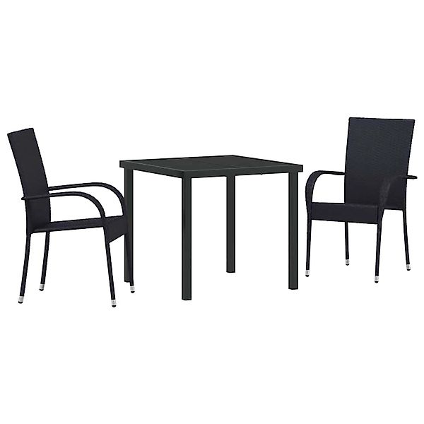 vidaXL Garten Essgruppe 3-Tlg Schwarz Poly Rattan 3379401 günstig online kaufen