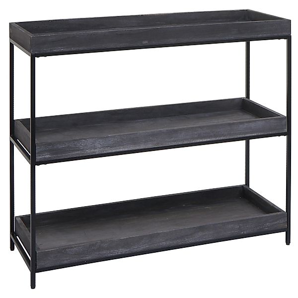 BERLINLODGE Regal HxBxT 90x100x35cm Holz Metall 3 Ablagen Dunkelgrau Standr günstig online kaufen