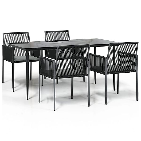 vidaXL 5-Tlg Garten-Essgruppe mit Kissen Schwarz Poly Rattan & Stahl 318706 günstig online kaufen