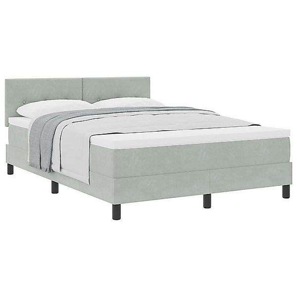 vidaXL Bett Boxspringbett mit Matratze Hellgrau 140x190 cm Samt (1-tlg) günstig online kaufen