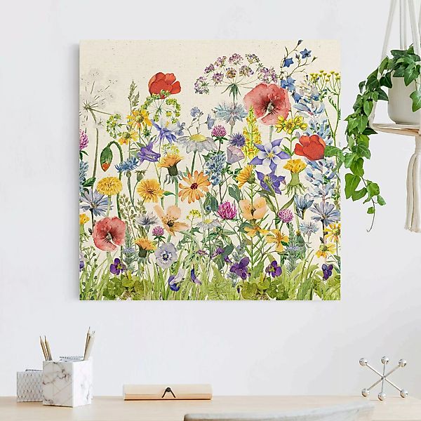 Leinwandbild auf Canvas Natural Aquarellierte Blumenwiese günstig online kaufen