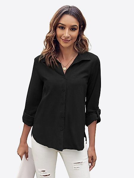 Imily Bela Blusenshirt Damen Button-Down-Hemdbluse aus Baumwoll Leinen (Pac günstig online kaufen