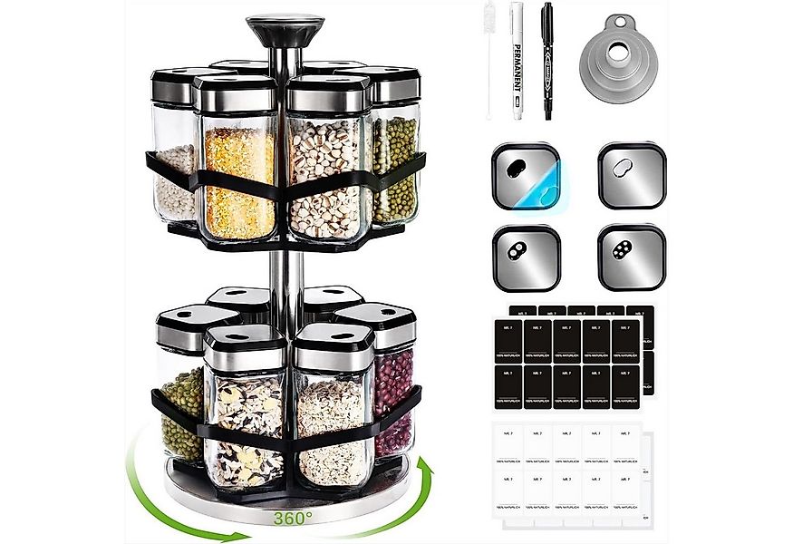 KingLux Gewürzkarussell 360° Gewürzregal Drehbar 2 Etagen mit 12 x 120ml Ge günstig online kaufen