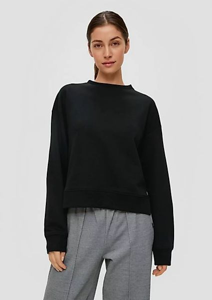 QS Sweatshirt Sweatshirt mit seitlich offenem Saum Logo günstig online kaufen