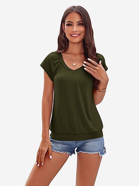 Imily Bela T-Shirt Damen Lässige Basic Tops mit Bündchen am Saum (Packung, günstig online kaufen