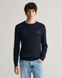 Gant Zopfstrickpullover aus Baumwolle Farbe dunkelblau Größe: 3XL günstig online kaufen