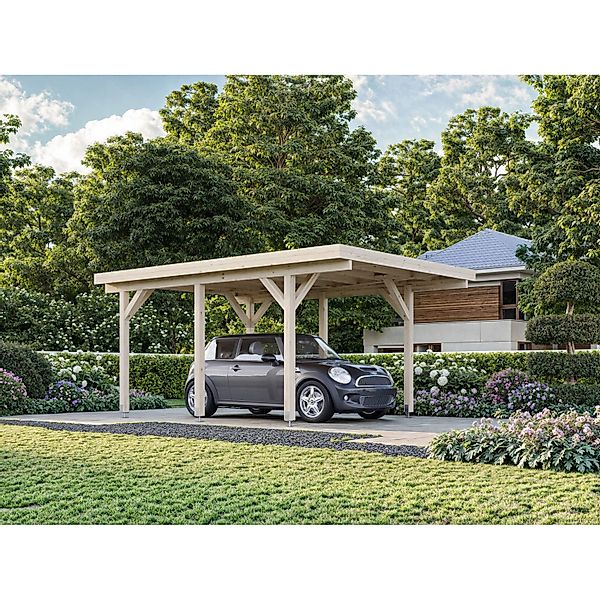 Palmako Carport Karl 315 x 372 cm Lackiert Dunkelgrau FSC® günstig online kaufen