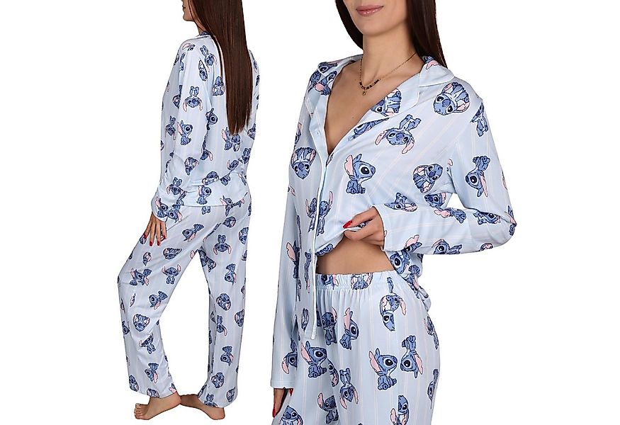 Sarcia.eu Schlafanzug DISNEY Stitch Damen Pyjama, langärmlig mit Knöpfen, w günstig online kaufen