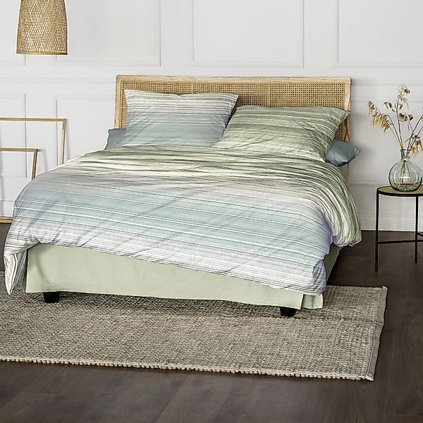 Irisette Mako Satin Bettwäsche Sky 8526-30 Streifen Grün Beige 135x200 günstig online kaufen