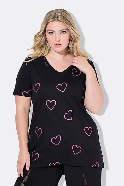 MIAMODA T-Shirt T-Shirt A-Linie glänzendes Herzmuster günstig online kaufen