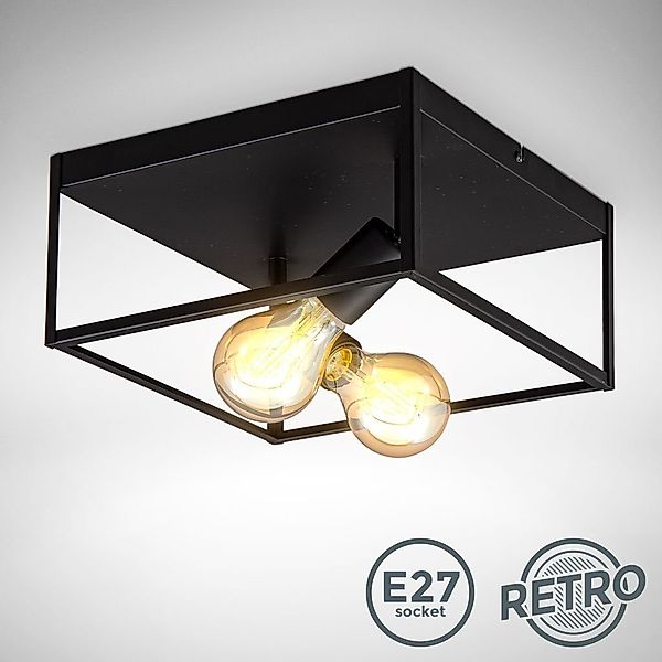B.K.Licht Deckenleuchte Deckenlampe E27 Retro Schwarz günstig online kaufen