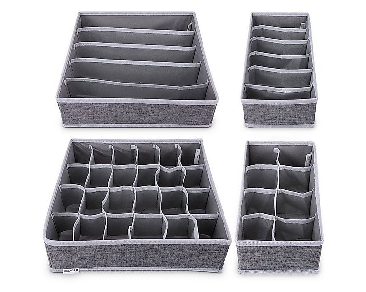 Navaris Aufbewahrungsbox Organizer für Wäsche - 4 Boxen in verschiedenen Gr günstig online kaufen