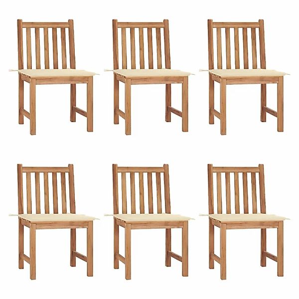Gartenstühle 6 Stk. Mit Kissen Massivholz Teak günstig online kaufen
