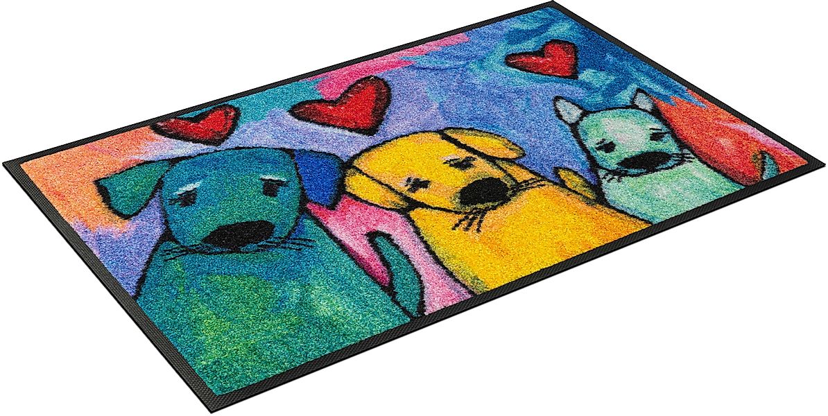 wash+dry by Kleen-Tex Fußmatte "Doggies" rechteckig 7 mm Höhe Schmutzfangma günstig online kaufen