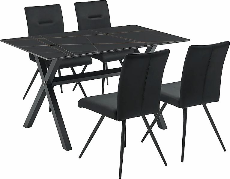 OTTO home Essgruppe "Arye" Set, 140 cm Esstisch + 4 Stühle, 5 Stk. tlg. Sam günstig online kaufen