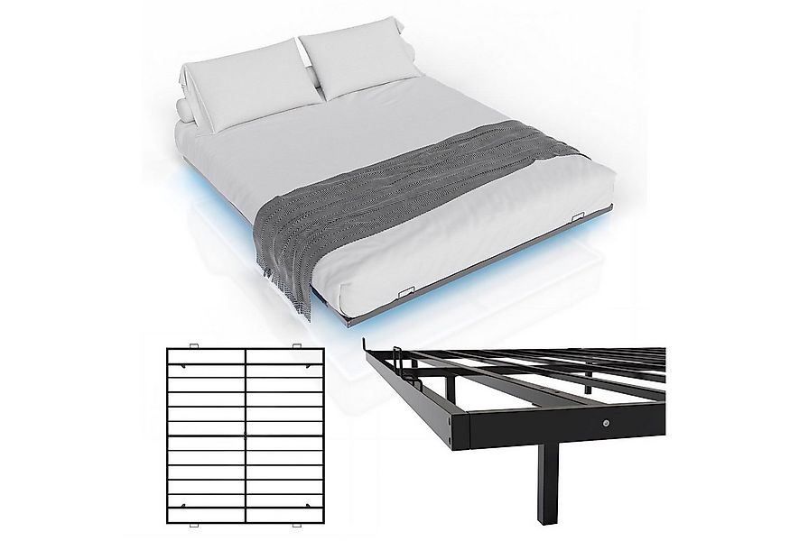 Juskys Metallbett Palamos, 180x200 cm mit Lattenrost & Beleuchtung, moderne günstig online kaufen
